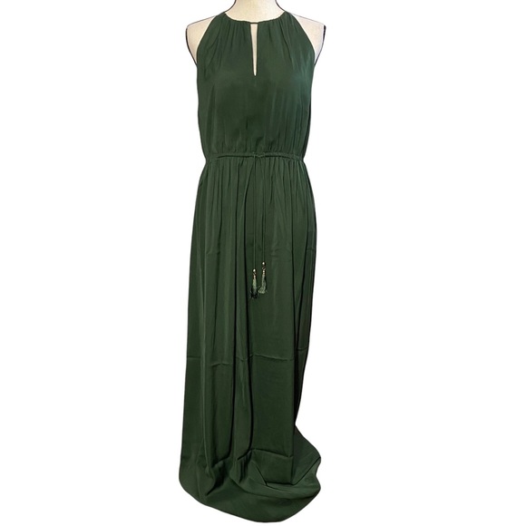 H&M Dresses & Skirts - H&M Dress 12 Dark Green Maxi Keyhole Neck Tassels